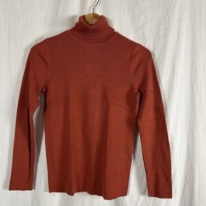 Chico's Turtleneck Sweater Sz 00 Burnt Orange Rayon Blend Long Sleeve Top Shirt